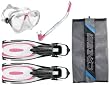 Cressi Reaction Scuba Diving Snorkeling Reaction Fins Evo Mask Semi-Dry Snorkel Set, Women's (Includes FREE MESH BAG)