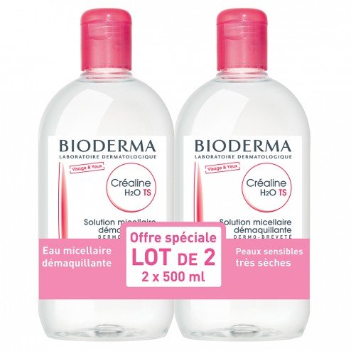 Sensibio (Crealine) TS Micelle Water Make-up Removing Water Solution 16.7 fl oz. (500 ml) For Very Dry Skin - Pack of 2