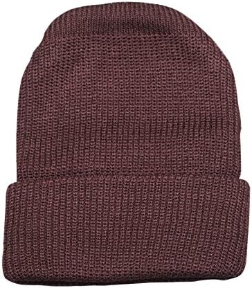 Men's Winter Watch Hat - Rib Watch Cap (Maroon)