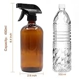 2 New, Empty Amber Glass Spray Bottle - Large 16 oz Refillable Container with Black Trigger, Great for Essential Oils, Cleaning Products, Aromatherapy and Cooking