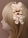 FASC9344 - Narrow metal covered aliceband with chiffon fabric/pearl and lace bouquet - CREAM