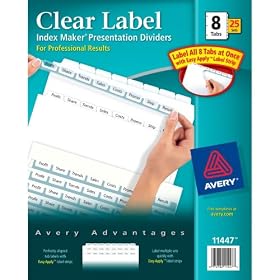 Avery Index Maker Clear Label Dividers, 8 Tab, 25 Sets (11447) by 