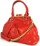 Womens Red and Gold Clip Chain Designer Shoulder Handbag