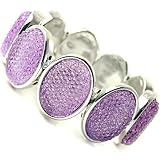 512L7KC2LfL. SL160  Silvertone Purple Ovals Stretch Bangle Bracelet Fashion Jewelry