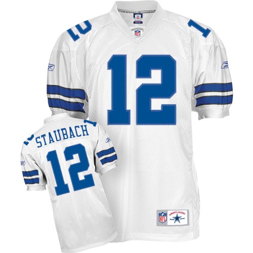 Reebok Dallas Cowboys Legends Roger Staubach Authentic White Jersey Size 56