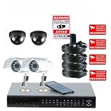 VideoSecu 4 security camera DVR CCTV digital video recorder 500GB network complete security system with one audio microphone and free surveillance warning Decal 1VI