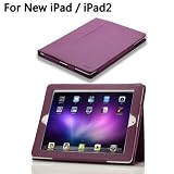 MoKo(TM) Folding Cover Case and Flip Stand with Elastic Hand Strap, Stylus loop for the New IPad 3 HD (3rd generation) / IPad 2, Velcro Flap to Secure your iPad in Place, PURPLE (with Built-in Smart Cover Sleep / Wake Function)