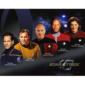  Star Trek 40th Anniversary 5 CAPTAINS 8x10 Color PHOTO