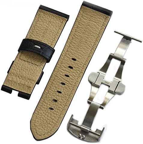 OEM authentic Panerai black alligator leather deployment buckle watch band strap 24mm