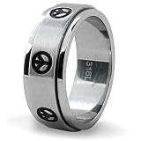 Peace Sign Stainless Steel Spinner Ring ( Sizes 5 - 9)
