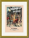 Gold Framed/Matted Print 17x23, A Warmin' Up in Dixie