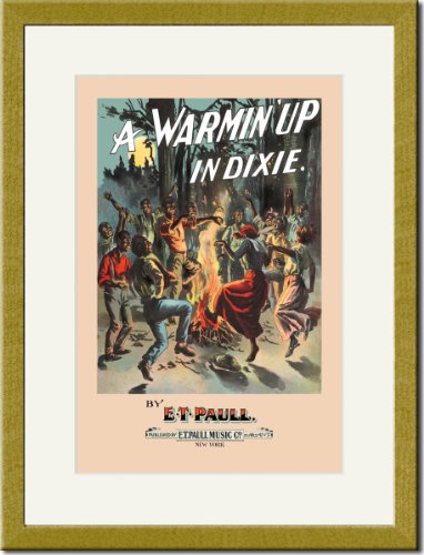 Gold Framed/Matted Print 17x23, A Warmin' Up in Dixie