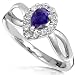 Pear shape Blue Sapphire & Diamond Ring 14K White Gold (HI/I1-I2)