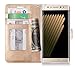 Galaxy Note 7 Case, Note 7 Case, FYY [RFID Blocking wallet] 100% Handmade Wallet Case Stand Cover Credit Card Protector for Galaxy Note 7 Gold