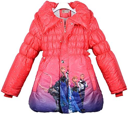 Amymall Kids Girls Costume Winter Coat Cotton Padded Jacket Queen Elsa Princess Anna (4-5T, Red)