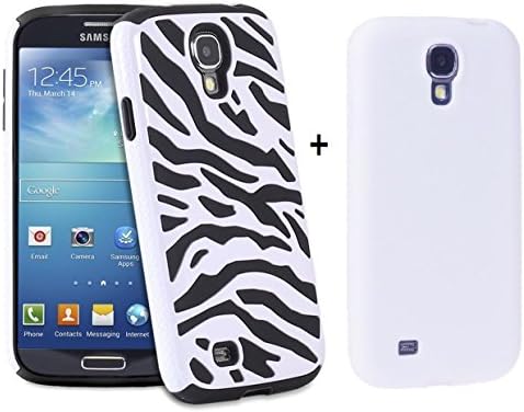 Samsung Galaxy S4 i9500 Case Cover (Set of 2), Silicone PC Zebra Design Hybrid Case and White Silicone Case for Samsung Galaxy S4 i9500