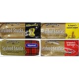 Brunswick Seafood Snacks Variety Bundle, 3.53 oz (Pack of 4) includes 1-Pack Kippered Fillets + 1-Pack Fillets in Tomato & Basil Sauce + 1-Pack Golden Smoked Fillets + 1-Pack Fillets in Lemon & Cracked Pepper