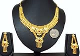 VG17I Golden Look Necklace Earring Set Beautiful Faux Amber Multi color Bargains Women India Indian Bollywood Fashion Jewelry Accessories Z Others