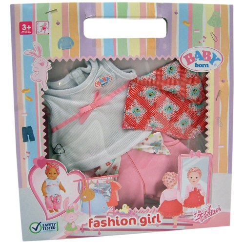 Zapf Creation Baby Born Girl Set White Top Pink Bottoms