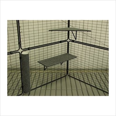 Two Carpeted Shelves and One Scratching Post with Hardware
