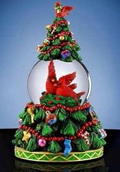 Cardinals in Christmas Tree - Water Globe