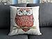 Decorbox Cotton Linen Square Throw Pillow Case Decorative Cushion Cover Pillowcase for Sofa Cute Cartoon Red Owl 18 