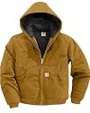 Men's Carhartt Zipper Hooded Quilted Flannel Lined Cotton Duck Active Jacket