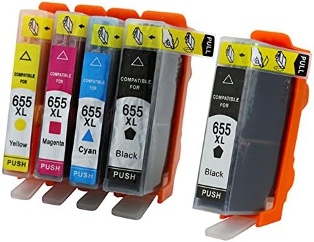 CXG Compatible Ink Cartridge For HP655 Black and Color Deskjet Ink Advantage 3525 Pack of 5