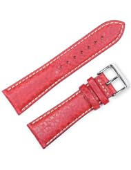Sport Leather Watchband Red 19mm Watch band - by deBeer