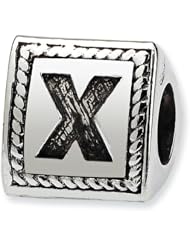 Sterling Silver Letter X Triangle Block Charm Bead Fits Pandora Chamilia Biagi Bracelet