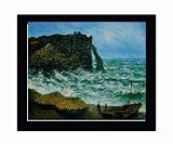 512LulIe4TL. SL160  Art Reproduction Oil Painting   Monet Paintings: Rough Sea at Etretat with New Age Wood Frame   Black Finish   24.75 X 28.75   Hand Painted Framed Canvas Art