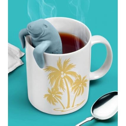Fred & Friends Gray Ocean Whimsy Silicone Manatee Tea Infuser Strainer Herbal Spi...