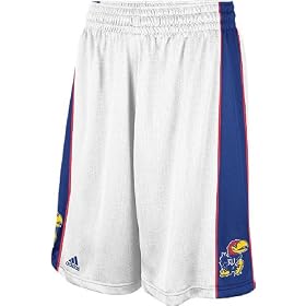 Adidas Kansas Jayhawks White 10? Inseam Swingman Embroidered Player Replica Basketball Shorts
