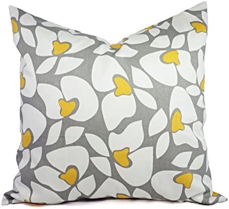 Custom Pillows - Grey Yellow and White Pillow Shams - Daisy Pillow Covers - Storm Pillow Cases - Decorative Pillow