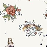 SininLinenVintageTattooPrintKitchenTowel