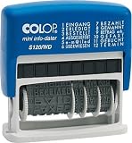 Colop S120/WD MiniInfoDater Schrifthöhe 4 mm Kissen blau/rot 12 Texte