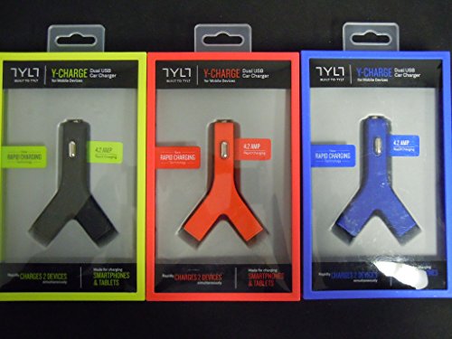TYLT Y-Charge 4.2A USB Car Charger Dual Port for Charging Two Devices - Black