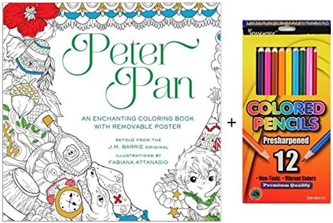 Peter Pan Coloring Book With Removable Poster &amp; Colored Pencil Set, Perfect For Children and Adults 