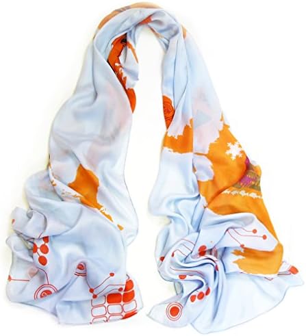 Maikun Scarf Designer Scarve Oblong World Map White