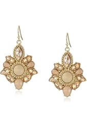 Combo of Brown and Peach Stones Teardrop Dangle Earrings