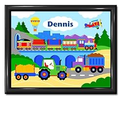 Trains, Planes and Trucks Large Gloss Black Personalized Print