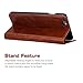 iPhone 6/6s Plus Case, Marge Plus Oil Wax Pattern Genuine Leather iPhone Case One Card Holder Slot Flip Cover Folio Case With Stand for Apple iPhone 6/6s Plus 5.5 Inch (Brown)
