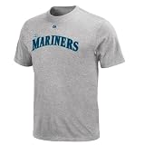 MLB Men's Seattle Mariners Official Wordmark Short Sleeve Basic Tee (Steel Heather, Large) Amazon.com