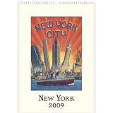 New York City Cavallini 2009 Vintage Prints Wall Calendar 13 by 19 inches cream laid paper finish
