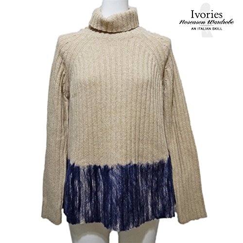 [アイボリーズ] Ivories　イタリア製インポート　ニードルパンチグラデーション　ハイネックセーター（ニット）　ベージュ×紺　#38　Ivories　[並行輸入品]