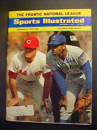 Ernie Banks Chicago Cubs Pictured with Pete Rose Cincinnati Reds Autographed September 8, 1969 Sports Illustrated Magazine
