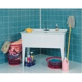 Crane Plumbing FLTD11 Molded-Stone Double-Bowl Laundry Tub, White