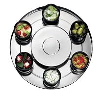Bodum UK Lazy Susan, stainless steel with 6 black porcelain dishes