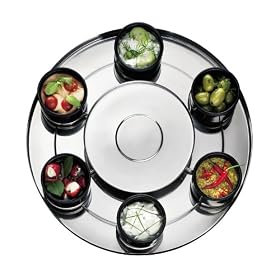 Bodum UK Lazy Susan, stainless steel with 6 black porcelain dishes