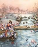 Oriental Lady The Fish Pond 1 Quality Art Poster Print - 20" X 16"